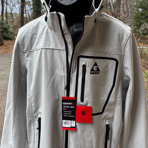 Gerry Men’s Softshell Jacket Gray Hooded & Wind Resistant Fleece Lined Size